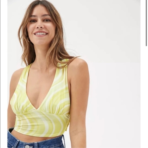 Urban Outfitters Yellow and Cream Swirl Crop Top - Picture 1 of 11